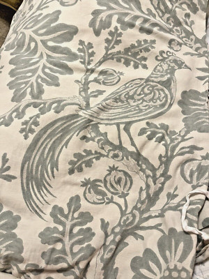Pottery Barn Arista Bird Duvet Cover Set Gray King 2 Std Shams Pheasant 3p Rare-image