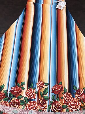 LuLaRoe MAXI Skirt Dress Blue Vertical Striped Dip Blush Roses Floral 🦄 L 14/16-image