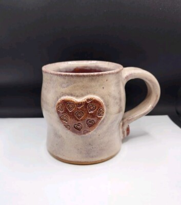 Clayworks Studio Art Raised Heart Coffee Mug Hand Crafted USA-image