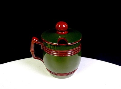 Studio Art Pottery Green Barrel Shaped 3