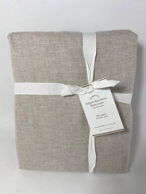 Pottery Barn Foundations Belgian Flax Linen Duvet Full / Queen Natural Beige NWT-image