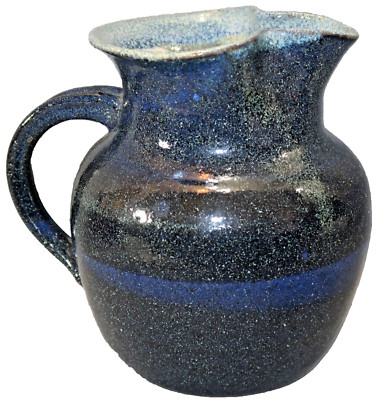 HARTSVILLE SQUARE POTTERY Blue Glaze Studio Art Ceramic Pitcher 6.5