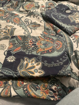 Pottery Barn LEAH PAISLEY KING Duvet | 2 KING Pillow Shams Reversible-image