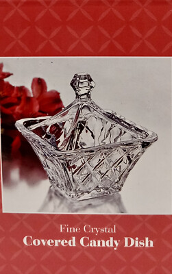 Studio Crystal  Square Fine Crystal Candy Dish w/Cover-image