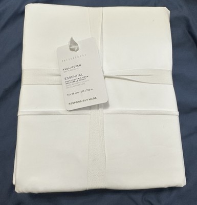 POTTERY BARN ESSENTIAL 300 THREAD COUNT SATEEN DUVET COVER Queen Full WHITE New-image