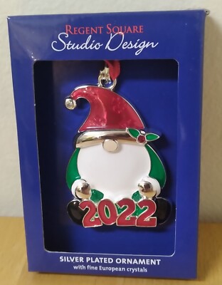 Christmas Gnome Santa Ornament Regent Square Studio Design 2022 Silver Plated-image
