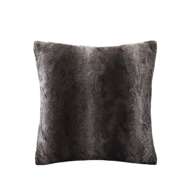 Zuri Faux Fur Animal Throw Pillow, Luxury Square Decorative Pillow, 20X20, Br...-image
