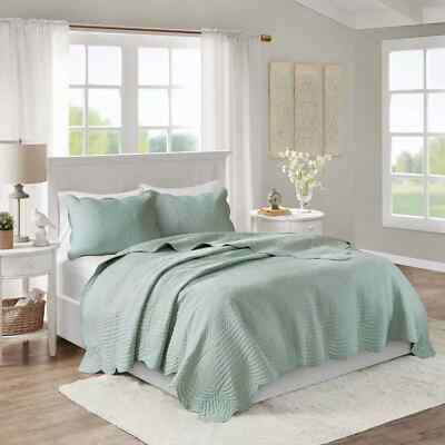 Madison Park Tuscany 3 Piece Full Queen Coverlet Set Seafoam - NWT $280-image