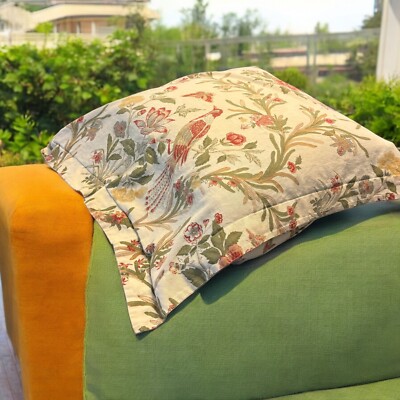 Pottery Barn Large Pillow Sham 29”x 27” Cotton Linen- Tropical Exotic Birds -image