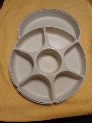 TUPPERWARE Serving Center 6-Part Divided Party Veggie Snack & Dip Tray 1665 1667-image