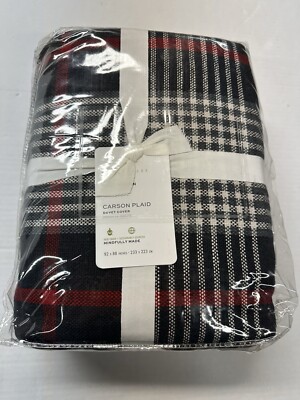 Pottery barn Carson PLAID   Duvet cover full queen Gray Red-image