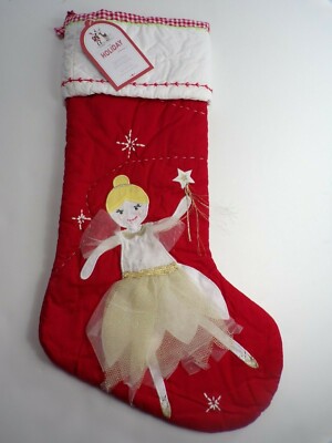 Pottery Barn Kids Ballerina Princess Fairy Christmas Quilted Stocking 20
