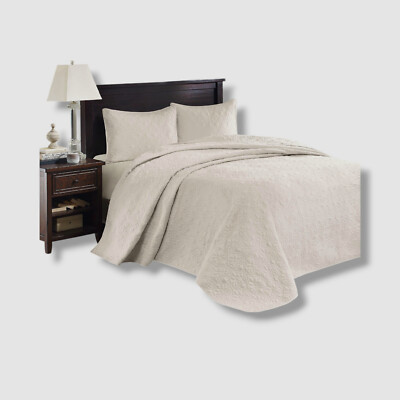 Madison Park Ivory 3pc Queen Vancouver Reversible Bedspread Set-image
