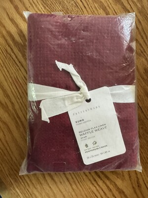 New Pottery Barn European Flax Linen Cotton Waffle Weave EURO Sham Berry-image