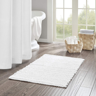 Park Lasso 100 Cotton Chenille Chain Woven Stitch Bathroom Rug - Non Slip - Abso-image