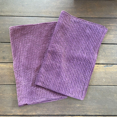 Pair Pottery Barn Purple Quilted Pillow Shams Covers 26