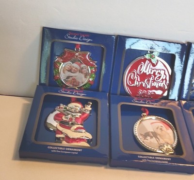 NIB 6 Christmas Ornaments Regent Square fine European crystal & jeweled enamel.-image