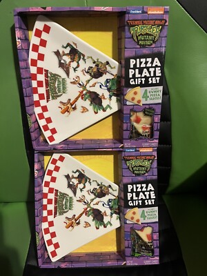 Lot Of 2 TMNT Teenage Mutant Ninja Turtles Mutant Mayhem Pizza Shaped Plate Sets-image