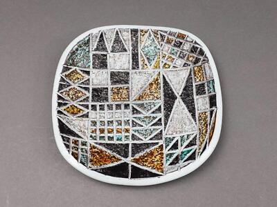 Ingrid Atterberg Upsala Ekeby Sweden MCM Studio Pottery Geometric Plate Tray-image