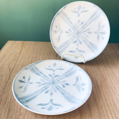 PAIR Pottery Barn Portugal CHAMBRAY TILE BLUE Salad Plates 9 1/4