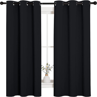 Halloween Pitch Black Solid Thermal Insulated Grommet Blackout Curtains/Drapes f-image