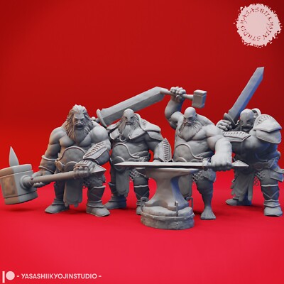 Fire Giants Miniature Set for TTRPGs like D&D 5e Pathfinder DSA-image