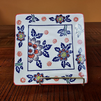 Yokohama Studio Hand Painted Plate Square Sushi Dish, Trinket Lead Free 6