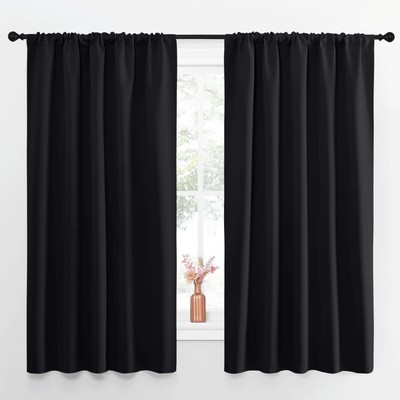 Halloween Black Out Window Curtains - Solid Home Decor Thermal Insulated Blac...-image