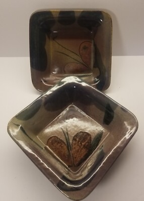 John Freimarck Studio ArtDeco Pottery Dish/ Bowl~ Signed and Marked.  Set Of 2-image