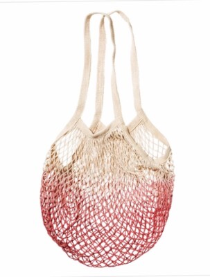 Camp Collection Dip Dye Woven Cotton Market Tote~Ombre~Beige/Pink~NIP~Ships Free-image