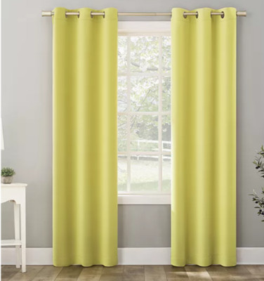 Sun Zero Riley Blackout Grommet Top Single Curtain Panel Yellow 40in x 63in-image