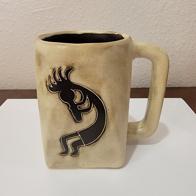 Designs  by Mara  Mexico Studio Art Pottery Kokopelli Cactus Coffee Mug Cup -image