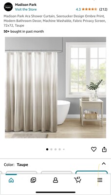 Madison Park Ara Shower Curtain, Seersucker Design Ombre Print, Modern Bathro...-image