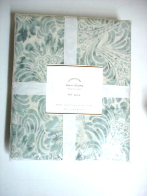 Pottery Barn Mari Floral Duvet Cover Set Porcelain Blue Que + 2 decor pillo+ 2 f-image