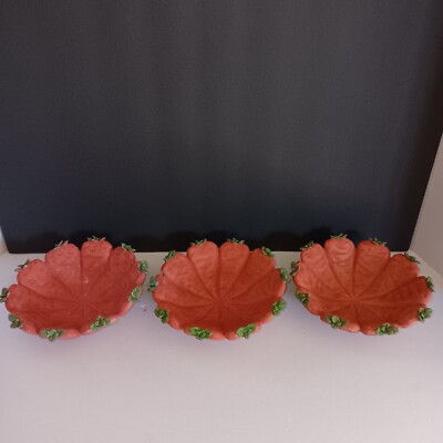 Studio Art, Set Of 3, Clay Bowls Shaped Carrots,  Orange With Green.  BxO...-image
