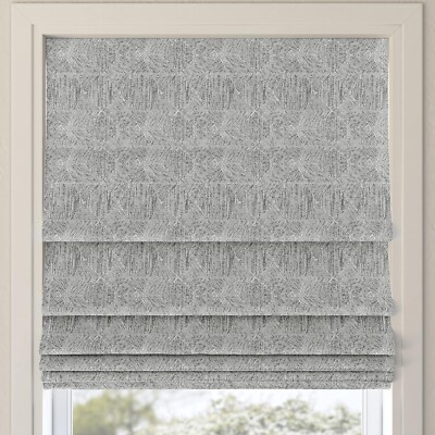 Sun Zero Talmage Steel Gray 100% Blackout Cordless Geometric Fabric Roman Shade-image