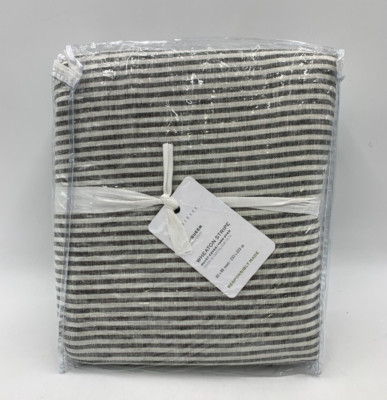 Pottery Barn Wheaton Striped Duvet Cover Gray Full Queen #7896-image