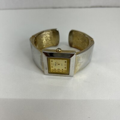 Studio Time Watch Womens ALL Gold Tone Open Cuff Band Untested-image
