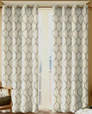 Madison Park Asher Metallic Geo Embroidered Window Panel Grey Finish MP40-4359-image