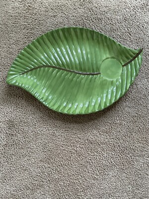 Palm Leaf Platter Large Oval Green Server Chips Dips Veggies Party Decor Beach-image