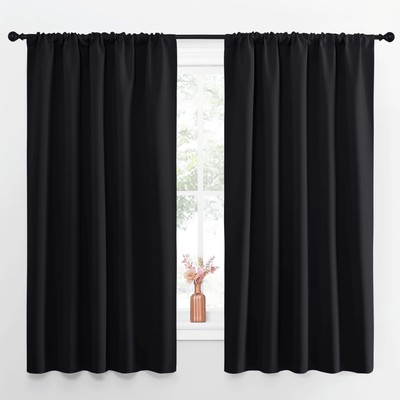 Halloween Black Out Window Curtains - Solid Home Decor Thermal Insulated Blac...-image