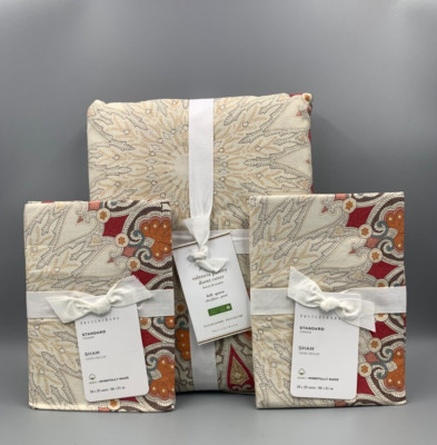Pottery Barn Valencia Percale Paisley Full Queen Duvet Cover w/ 2 Sham #N199-image