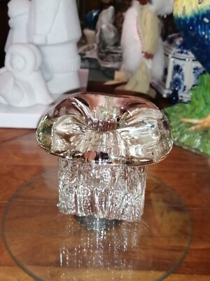 Rare Vtg Kosta Boda Sweden Mushroom Shaped Clear Cristal Candle Holder Votive-image