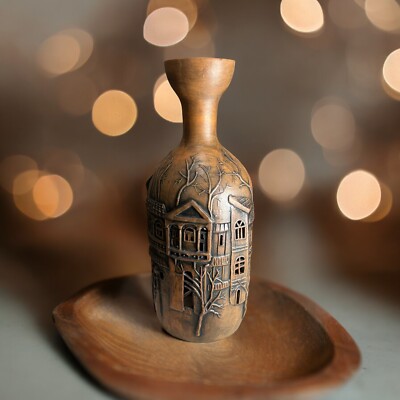 Studio Art Pottery Sculpture Cut Out Signed Vase Vessel Shaped Neighborhood -image