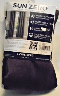 Sun Zero Solid Hanson In Chocolate 50” x 63” 1 Crushed Grommet Panel NEW-image