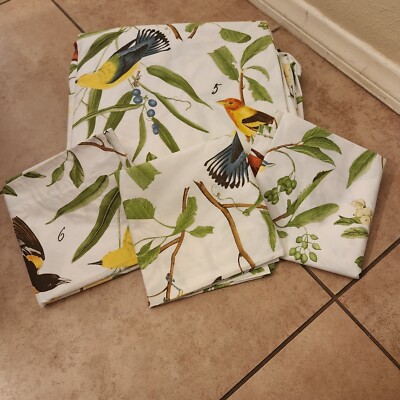 RARE Pottery Barn Spring Sparrow Bird King Cal King Duvet 3 Euro sham SET-image