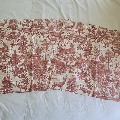 Set of 2 Pottery Barn ALPINE TOILE EURO Shams Stag Deer Forest RED Tan NEW-image