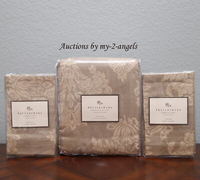 NEW Pottery Barn MEDALLION Full/Queen Duvet Cover + 2 Std Shams KHAKI NEUTRAL-image