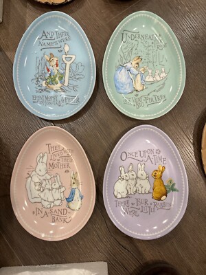 Pottery Barn Kids Peter Rabbit Porcelain Plate Set of 4 Easter 2015 Collection-image