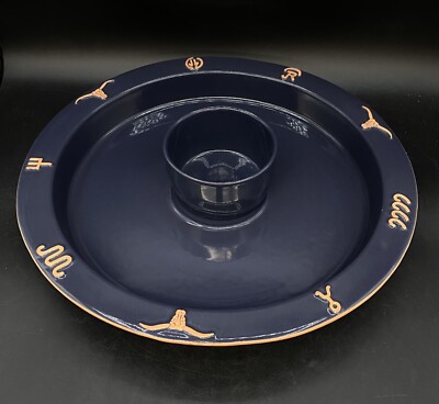 Frankoma King Ranch Chip & Dip Navy Blue 14” Western Brands READ-image